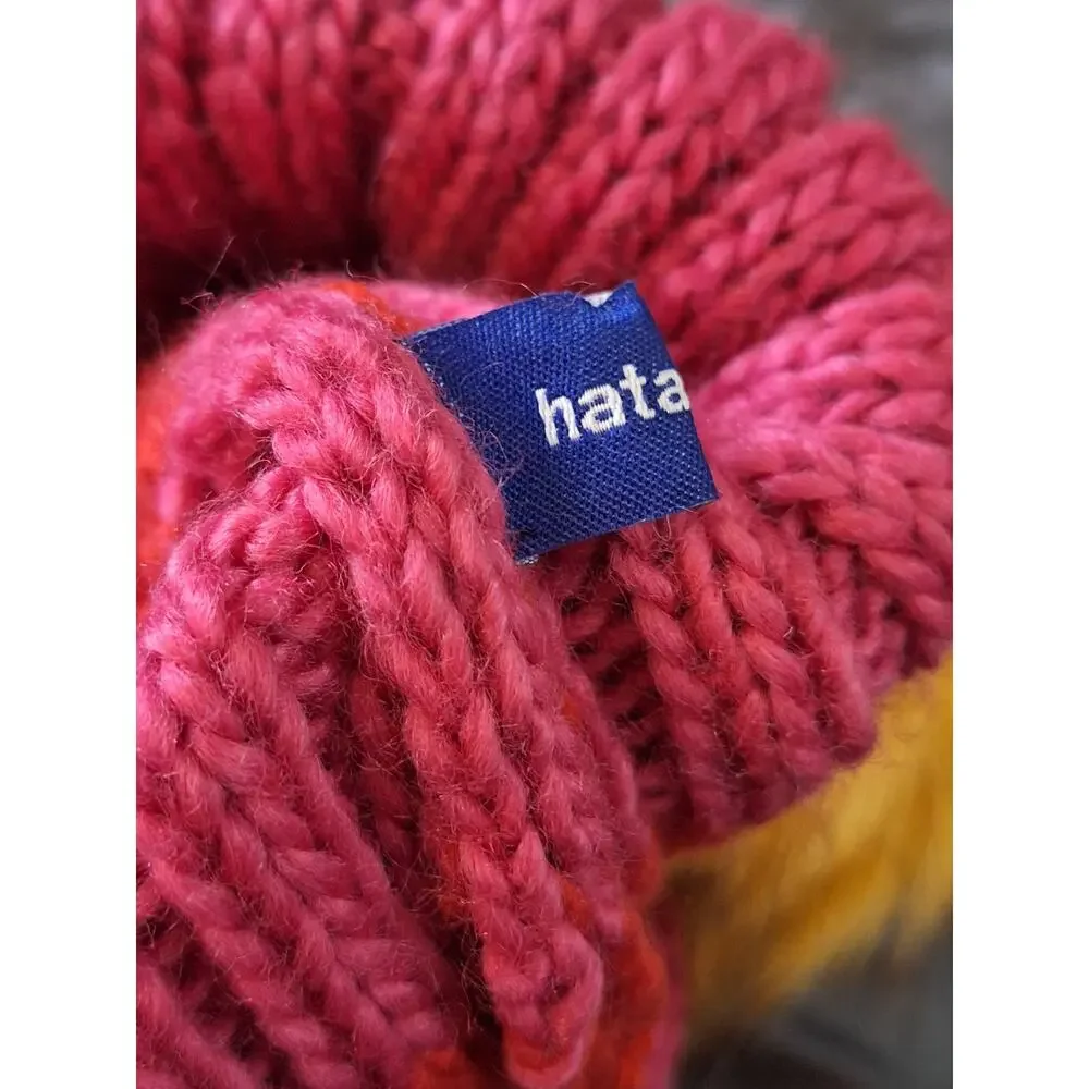 Hat Attack (Anthropologie) Beanie Women's OSFM Pom Stripes Fun Artsy Colorful